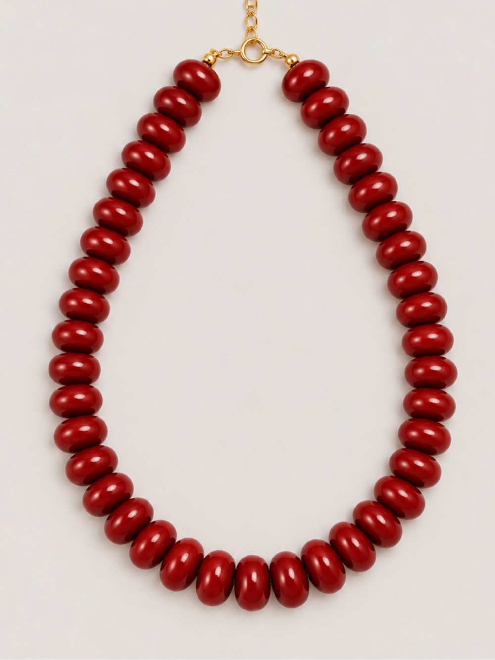 New! Red Beaded Dopamine Statement Necklace NWOT